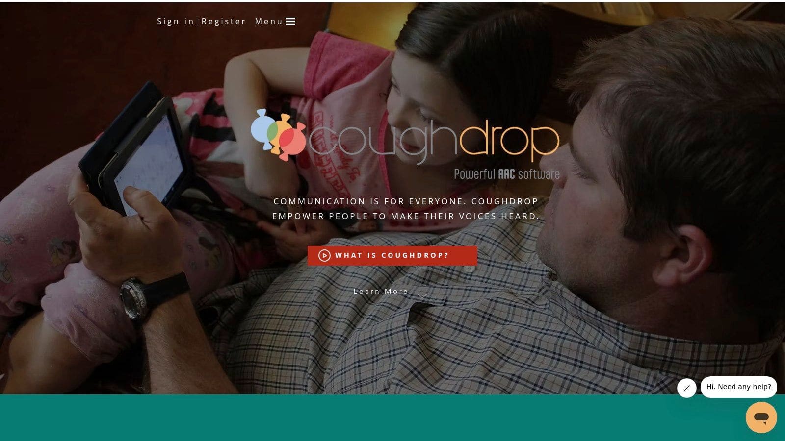 CoughDrop app showing cloud sync features