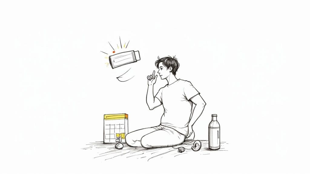 An image showing a person in a quiet, calm space with noise-canceling headphones on, taking a moment to decompress and recharge their social battery