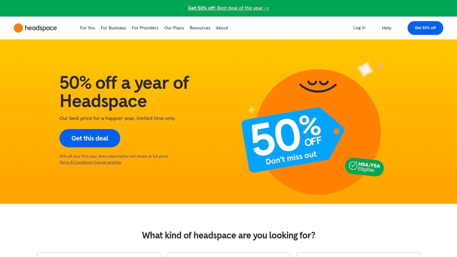 Headspace app interface displaying meditation courses and mindfulness exercises