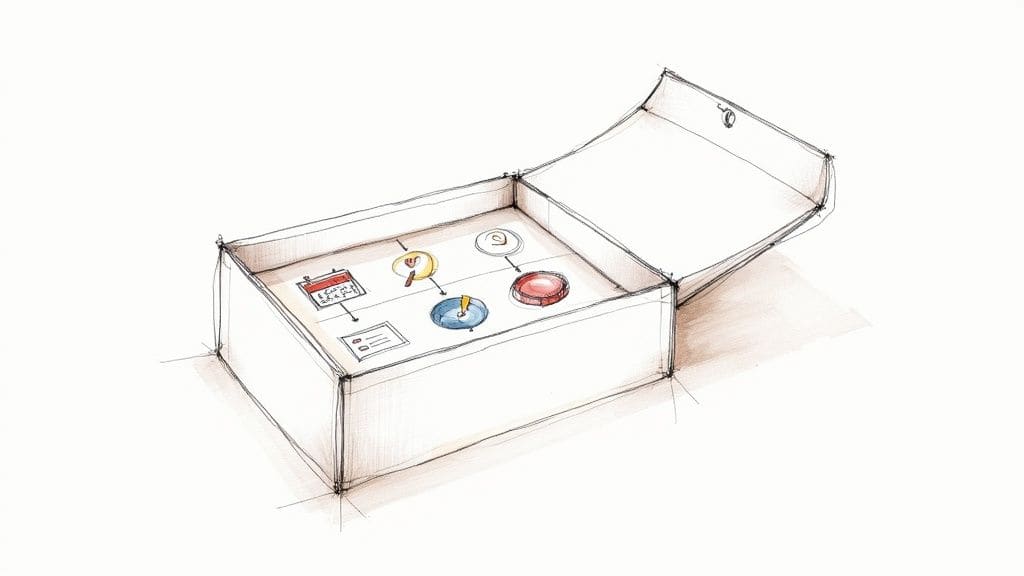 A person sitting at a desk with a notebook and pen, creating a plan in a calm and organized manner