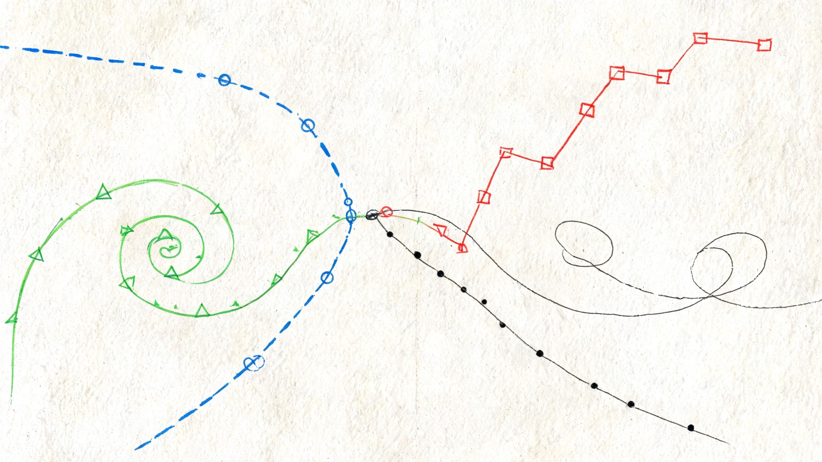 Abstract illustration of branching lines showing diverging paths for neurodivergent social anxiety support and coping strategies