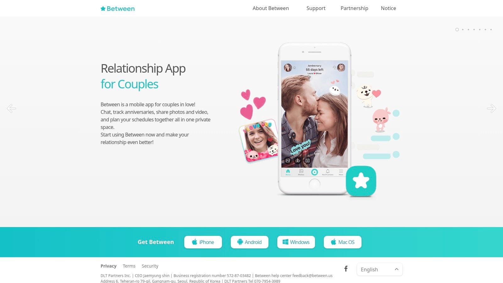 Between private couples app showing shared messaging calendar albums and relationship coordination tools