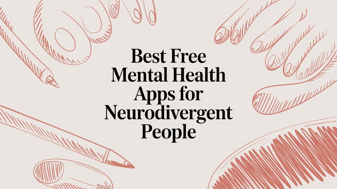 Smartphone displaying mental health and wellness apps for neurodivergent people including ADHD and autism support