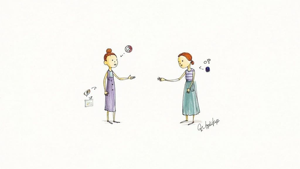 Two women facing each other with outstretched hands demonstrating active listening and effective communication skills in conversation