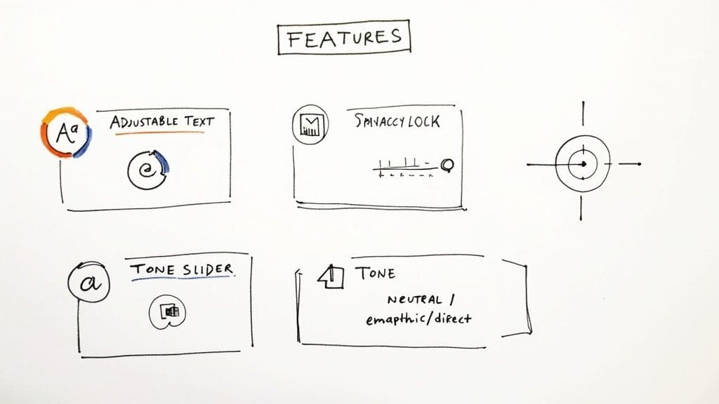 Hand-drawn illustration of smartphone showing mobile app interface with data visualization text and creative doodles including sun and stars