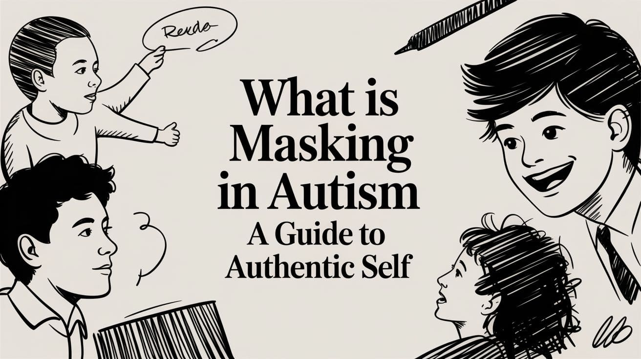 Person wearing different masks representing autistic masking and identity