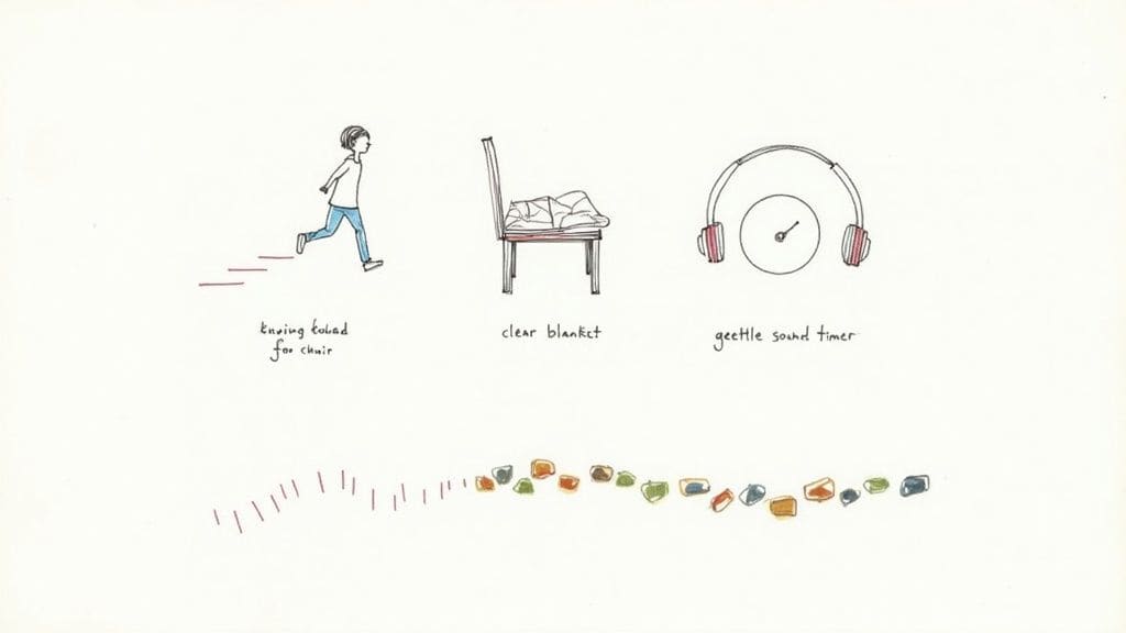 Checklist and meditation preparation guide with questions about best practices for meditating with children