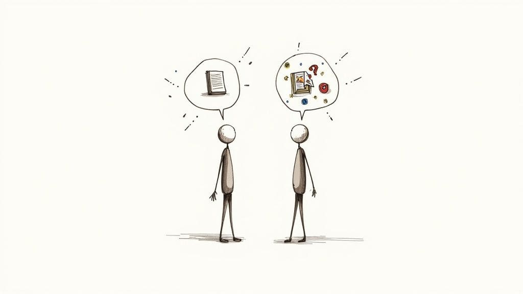 Diagram illustrating correct gaze direction and incorrect hand head positions for engaging body language in conversations