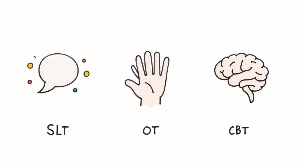 Illustration showing child focused on laptop for remote learning and another child receiving in-person educational support