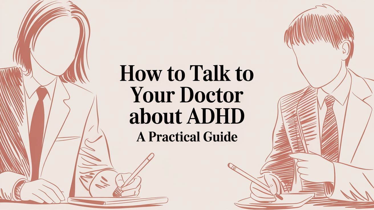 Open journal with pen ink and ASRS screener paper on white desk for ADHD symptom documentation preparation