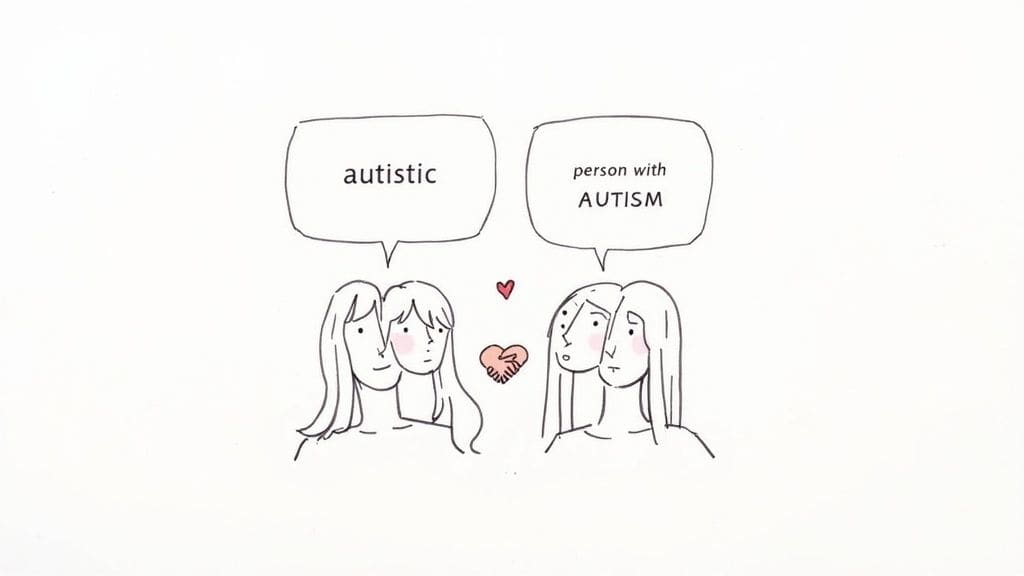 Simplified map of UK showing autism diagnostic journey path with labeled milestone icons HOME GP assessment and support group