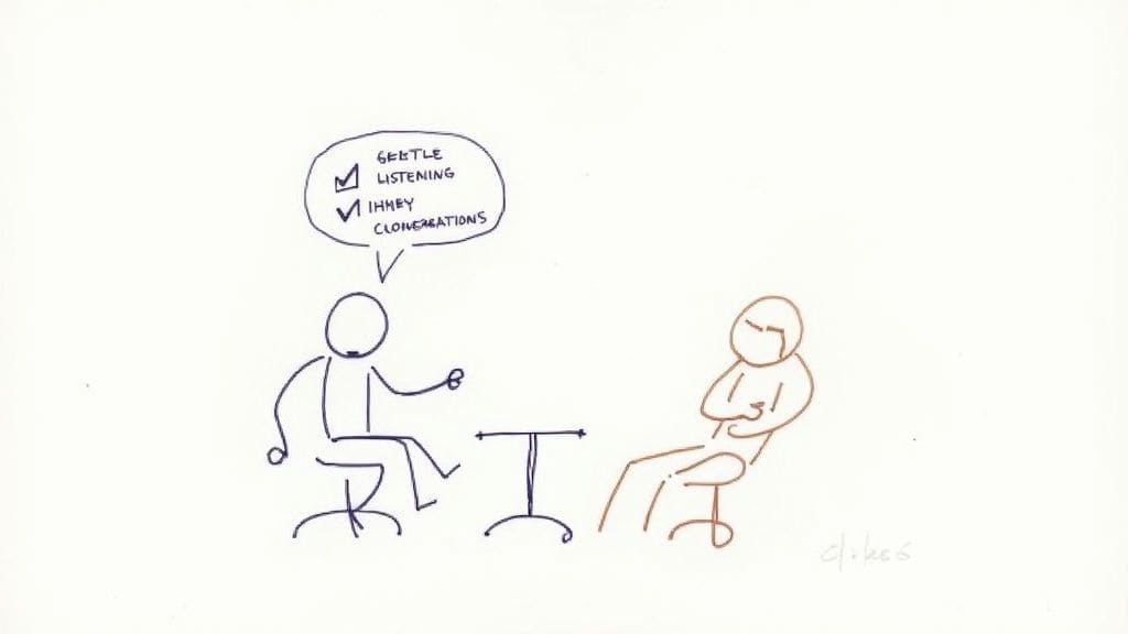 Two colleagues having a supportive private conversation in a quiet corner of an office