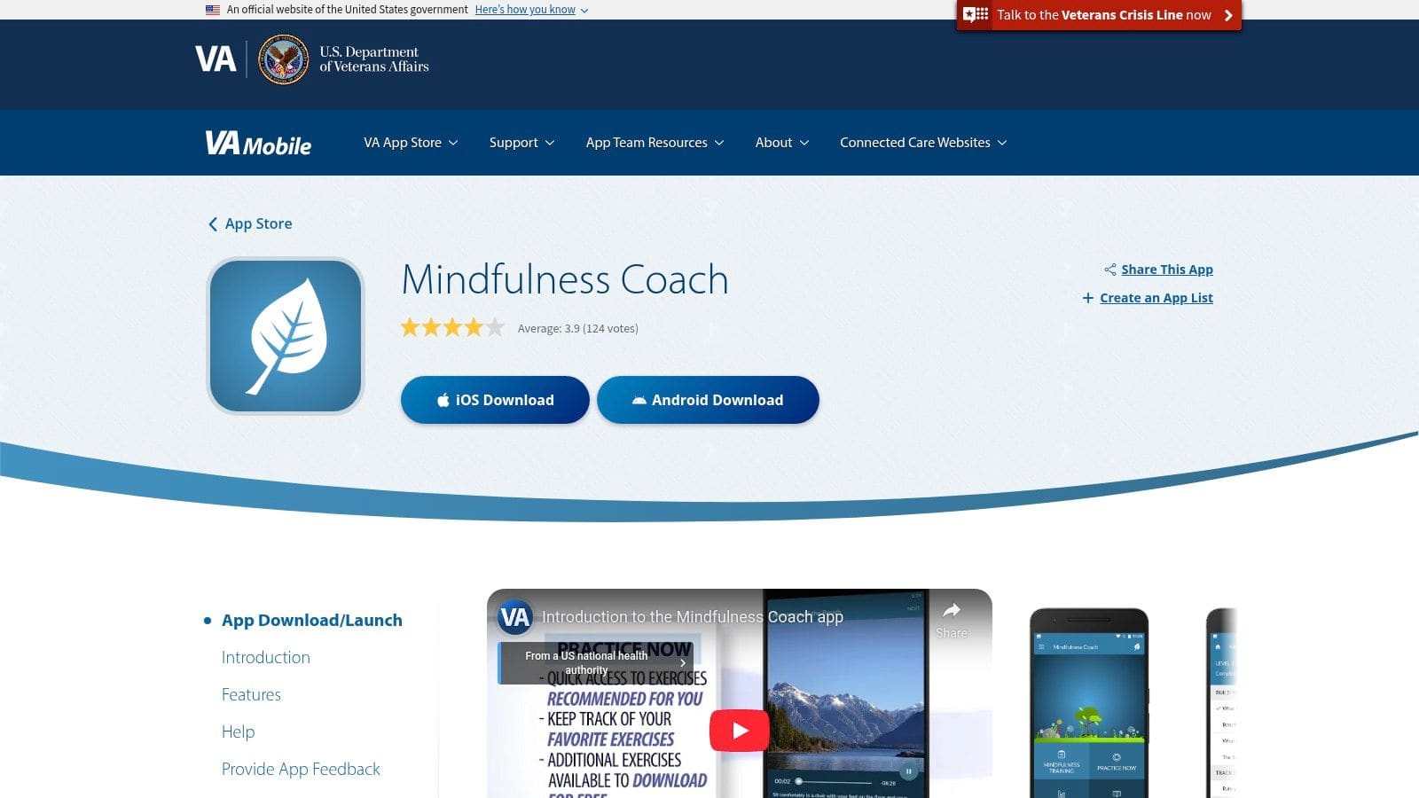 Screenshot of the Mindfulness Coach app showing a structured mindfulness training program with practice logs.