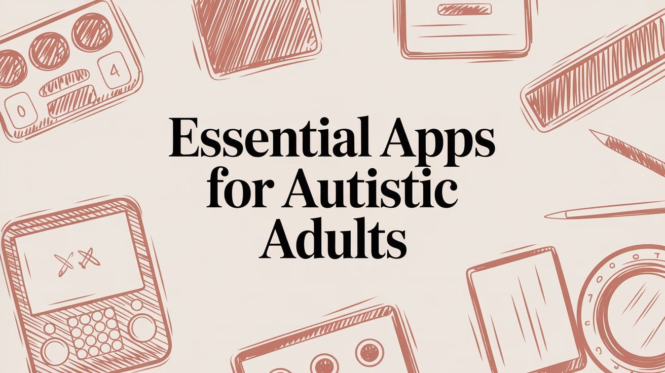 Person using smartphone with various apps designed for autistic adults on the screen