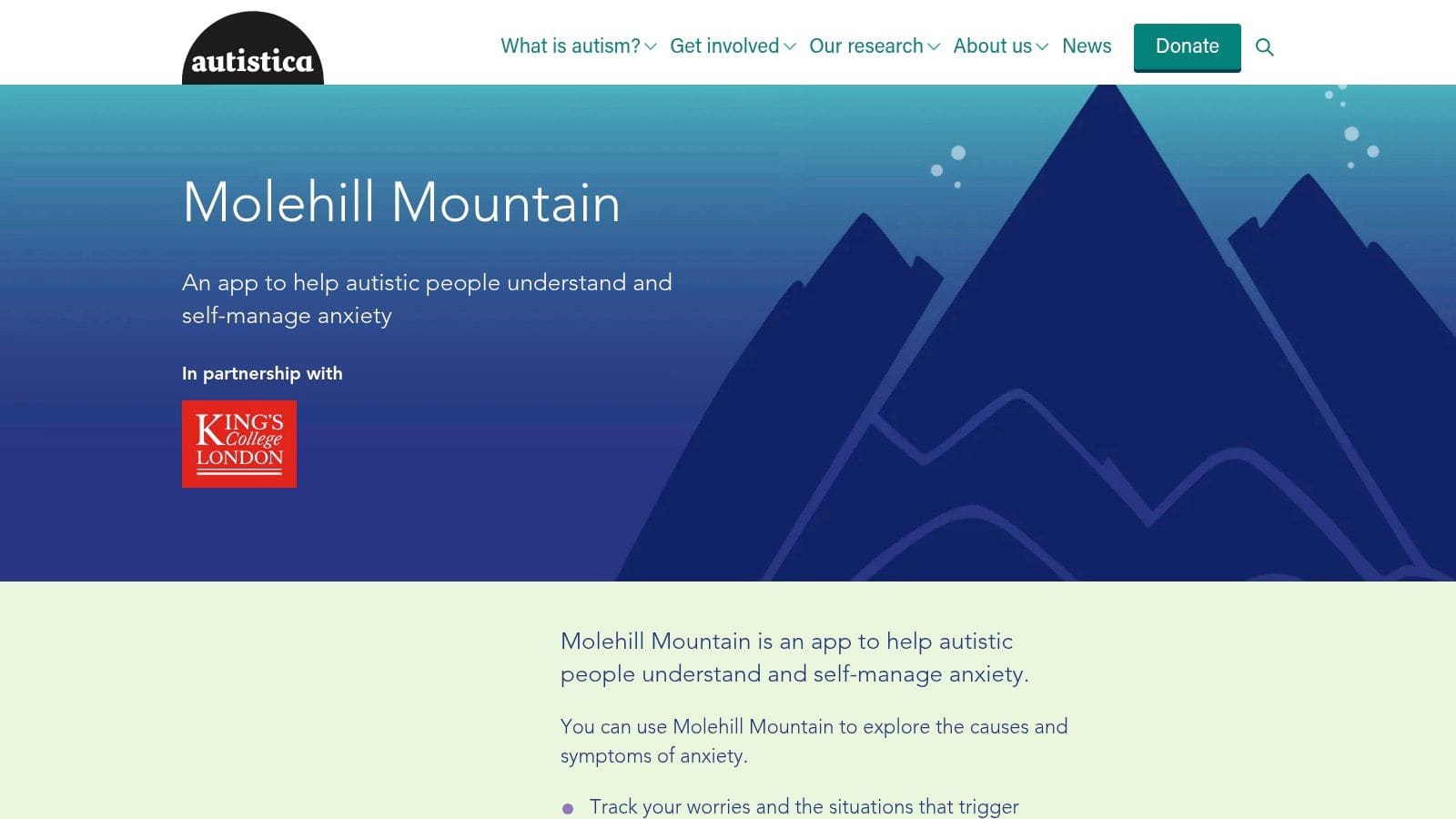 Molehill Mountain app interface showing a daily check-in screen with a character on a mountain, asking 'How are you feeling today?'